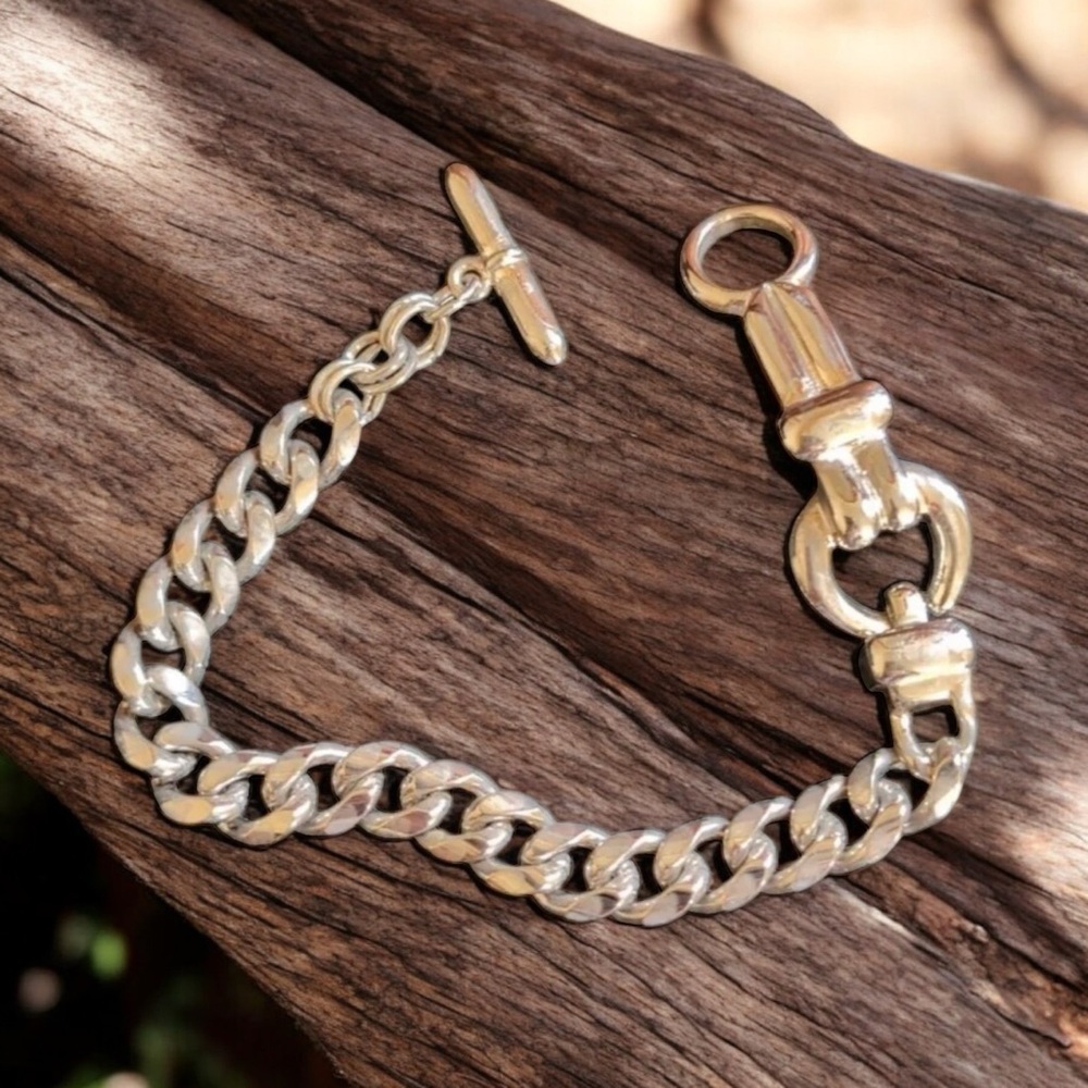 Vintage Stainless Steel 7" Chain Bracelet with T-Bar Clasp